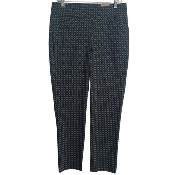 Chicos Pants O.5 US 6 Black Perfect Stretch JOSIE Slim Ankle Diamond Pattern NEW - Picture 1 of 10